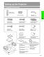 Page 11E-10
Setup & Connections
Setting up the Projector
Power cord
QACCU5013CEZZ
Computer cable
QCNW-5304CEZZ
Three BNC-RCA adaptors
QPLGJ0107GEZZ
Mouse control cable
for Mac
QCNW-5114CEZZ
Computer audio cable
QCNW-4870CEZZ
Mouse control
cable for IBM PS/2
QCNW-5113CEZZ
Remote control
RRMCG1518CESA
Two AA size batteries
Mouse control
serial cable
QCNW-5112CEZZ
DIN-D-sub RS-232C cable
QCNW-5288CEZZ Remote mouse receiver
RUNTK0661CEZZ
CD-ROM
UDSKA0004CE01
LCD projector operation manual
TINS-6737CEZZ
LCD...