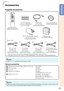 Page 1511
IntroductionAccessories
Remote control
 T
wo R-6 batteries
 (“AA” size, UM/SUM-3, HP-7 or similar)
Power cord* RGB cable
(10 ' (3.0 m))

Optional accessories
■ 3 RCA to mini D-sub 15 pin cable (10 n (3.0 m))
■ Remote receiver
■ Lamp unit
■ Ceiling-mount adaptor
■ Ceiling-mount unitAN-C3CP2
AN-MR2
AN-F310LP
AN-60KT
AN-XRCM30 (for U.S.A. only)
AN-TK201 
AN-TK202 
AN-EP101B 
(for U.S.A. only)
Supplied accessories
For U.S. and
Canada, etc. (6 ' (1.8 m))
 For Europe,
except U.K. (6 ' (1.8 m))...