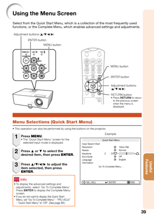 Page 41
39
Useful        
\be\ftures
