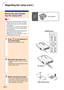 Page 76POWER button
Regarding the Lamp (cont.)
Removing and Install-
ing the Lamp Unit
Info
•Be sure to remove the lamp unit by the
handle. Be sure not to touch the glass
surface of the lamp unit or the inside of
the projector.
•To avoid injury to yourself and damage
to the lamp, be sure to carefully follow
the steps below.
•Do not loosen other screws except for the
lamp unit cover and lamp unit.
•Please refer to the installation manual
included with the lamp unit.
1Press  on the projector to
turn off the...