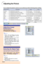 Page 44Adjusting the Picture
You can adjust the projector’s picture to your preferences with the following picture settings.
Selected Item Description button button
Contrast 
Bright 
Color 
Tint 
Sharp 
Red 
Blue 
CLR Temp For adjusting the contrast level
For adjusting the brightness of an image 
For adjusting the color intensity of the image 
For adjusting the tones of an image 
For making sharper or softer the contour of an image 
For adjusting the redness level 
For adjusting the blue level 
For adjusting...