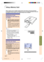 Page 79Easy to Use Functions
Using a Memory Card
When a memory card is installed, images stored in the memory card can be projected.
If presentation files are stored in the memory card you can make presentations using only
the projector and the memory card, without having to use a computer.
-75
Displaying of the
Contents in the Card as
an Index
1Insert the memory card into the
INPUT 4 terminal on the projector.
•For details on installing the card, see
page 31.
•The current mode will automatically
change to...