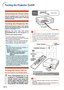 Page 32-30
AC socketTo AC outlet
Turning the Projector On/Off
Info
• If “Direct Power On” is set to “Enable”, the projector
will be turned on automatically when you plug the
power cord into the AC outlet. (See page  50.)
• English is the factory preset language. If you want to
change the on-screen display to another language,
change the language according to the procedure on
page  54.
▼On-screen Display
Info
•You can unplug the power cord even if the projector is
operating.
•Even if you unplug the power cord...