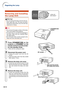 Page 64-62
Regarding the Lamp
Securing screws
Optional
accessoryLamp unit
AN-C430LPRemoving and Installing
the Lamp Unit
W arning!
•Do not remove the lamp unit from the pro-
jector right after use. The lamp and parts
around the lamp will be very hot and may
cause burn or injury.
Info
•Do not touch the glass surface of the lamp
unit or the inside of the projector.
• To   avoid injury to yourself and damage to
the lamp, make sure you carefully follow
the steps below.
• Do not loosen other screws except for the...