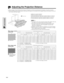 Page 22E-21
Setup & Connections
Adjusting the Projection Distance
•Refer to pages 19 and 20 about the function of Keystone correction and placement of projector using the correction.
•Decide the placement of the projector referring to the figures on the table and the diagram below according to the size of
your screen and Input Signal.
When using a wide
screen (16:9) When using a normal
screen (4:3)
3 4
: Screen area
9
: Picture area
16
: Area covered by the 
projection panel of 
the projector
Center of the...