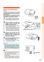 Page 27-23
Projection
Using the Adjustment
Feet
The height of the projector can be adjusted
using the adjustment feet at the front and rear
of the projector.
When the screen is in a higher position than
the projector, the projection image can be
made higher by adjusting the projector.
1Press HEIGHT ADJUST button.
•The front adjustment foot comes out.
2Lift the projector to adjust its
height while pressing the
HEIGHT ADJUST button.
•The projector is adjustable up to approxi-
mately 12 degrees (5 steps).
•When...