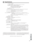 Page 49E-48
Appendix
Specifications
Product type
Model
Video system
Display method
LCD panel
Lens
Projection lamp
Contrast ratio
Video input signal
S-video input signal
Horizontal resolution
Audio output
Computer RGB input signal
Pixel clock
Vertical frequency
Horizontal frequency
Computer control signal
Speaker system
Rated voltage
Input current
Rated frequency
Power consumption
Operating temperature
Storage temperature
Cabinet
I/R carrier frequency
Dimensions (approx.)
Weight (approx.)
Supplied accessories...