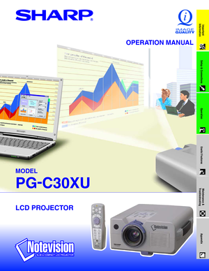 Page 1LCD PROJECTOR
OPERATION MANUAL
Important
Information
Setup & Connections
Operation
Useful FeaturesMaintenance &
TroubleshootingAppendix
MODEL
PG-
C30XU  