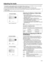 Page 25E-25
Adjusting the Audio
·The projector Õs audio is factory preset to the standard setting. However, you can adjust it to suit your own prefer-
ence with the ADJUSTMENT buttons on the projector or the remote control.
·You can adjust the BALANCE, TREBLE and BASS, and also select the SRS 3-D SOUND mode.
·To return to the factory preset mode, press the ADJUSTMENT 
/ buttons to select RESET, then press the
ENTER button.
·Press the MENU button to select the normal screen mode.
Adjusting the Balance, Treble,...