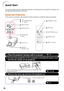 Page 2016
Quick Start
This section shows the basic operation (projector connecting with the computer). For details, see
the page described below for each step.
Setup and Projection
In this section, connection of the projector and the computer is explained using one example.
When connecting equipment other than the computer, see
pages 24 and 25.
3. Remove the lens cap and turn the projector on 2. Connect the projector to the computer and plug the power cord
into the AC socket of the projector
On the projector On...