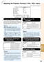 Page 4743
Useful
Features
Adjusting the Projector Function (“PRJ - ADJ” menu)
Picture
Auto SearchSCR - ADJPRJ - ADJHelp
Auto Sync
Auto Power Off
System Sound
System Lock
h On On
On
On
SEL./ADJ. ENTER END0 Lamp Timer(Life) 100%
Speaker OnRS-232C 9600 bpsFan Mode Normal
1 11 1
1 Auto Search Function
This function automatically searches for and
switches to the input mode in which signals are
being received, when the projector is turned on,
or when the INPUT button is pressed.
When “Auto Search” is set to “On”
• If...