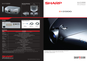 Page 1SHARP CORPORATION  OSAKA, JAPANURL  http://www.sharp-world.com/1N0096N  © SHARP CORP. (MAR. 2004) I 1 E  Printed in Japan
XV-Z12000
Optional Accessories Terminals
Unbeatable 5500:1 contrast ratio with true colour reproduction—
the premiere model for high quality and astounding
home theatre entertainment.
AN-C3CP
3-RCA to 15-pin
D-sub cable (3 m) AN-A1DV
DVI to 15-pin
D-sub adaptorAN-C3DV
DVI cable (3 m)
ModelDMD™ chip
Number of pixels
Resolution
HDTV compatibility*
1
Computer RGB input signals
Video...