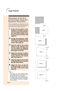 Page 35-34
Placement of the Pro-
jected Image Using the
Keystone Correction
Place the projector at a distance from the
screen that allows images to be projected onto
the screen by referring to “Adjusting the Pro-
jection Distance” on pages 26 and 27.
1Project the test pattern of the
Keystone correction function
onto the screen. Rotate the Fo-
cus ring until the image on the
screen comes into focus. (See
page 25.)
2Change the projection angle
using the Swivel Stand to prop-
erly project images onto the
screen....