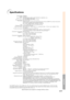 Page 69Appendix
-67
Specifications
Product type
Model
Video system
Display method
DLP panel
Lens
Projection lamp
Video input signal
S-video input signal
Component input signal
(INPUT 1)
Component input signal
(INPUT 2)
Horizontal resolution
RGB input signal
Pixel clock
Vertical frequency
Horizontal frequency
Computer control signal
Rated voltage
Input current
Rated frequency
Power consumption
Heat dissipation
Operating temperature
Storage temperature
Cabinet
I/R carrier frequency
Dimensions (approx.)
Weight...