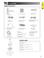 Page 13E-12
Important
InformationAccessories
ø2.5–ø3.5 mm wired remote
control cable
QCNW-5943CEZZ
Computer audio cable
(ø3.5 mm stereo minijack cable)
QCNW-4870CEZZ RGB cable
QCNW-5304CEZZUSB mouse control cable
QCNW-5916CEZZ
Three BNC-RCA adaptors
QPLGJ0107GEZZ
GyroRemote
RRMCG1631CESA
Power cord
QACCU5013DE01
Extra air filter
PFILD0080CEZZ
Lens cap
PCAPH1056CESA
Four AAA size batteries
Supplied Accessories
DVI cable (9 10, 3 m)
AN-C3DV
3RCA to 15pin D-sub cable (9 10, 3 m)
AN-C3CP
5BNC to 15pin D-sub...