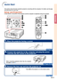 Page 21Quick Start
-19
Quick Start
Page 21
1.Place the projector facing a screen
Pages 24, 28
Page 28
Press ON on the projector or on the remote control. This section shows the basic operation (projector connecting with the computer). For details, see the page
described below for each step.
Setup and Projection
In this section, connection of the projector and the computer is explained using one example.
2.Connect the projector to the computer and plug the power
cord into the AC socket of the projector
3.Remove...