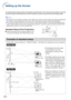 Page 2-2
For optimal image quality, position the projector perpendicular to the screen with the projector’s feet flat
and level. Doing so will eliminate the need for Keystone correction and provide the best image quality.
Note
•The projector lens should be centered in the middle of the screen. If the horizontal line passing through the
lens center is not perpendicular to the screen, the image will be distorted, making viewing difficult.
• For an optimal image, position the screen so that it is not in direct...