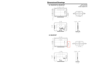 Page 2Dimensional Drawings
13 3/16 (335) / 14 
21/32 (372)
11 
31/32 (304) / 13 
15/32 (342)
1 
7/32 (31)
16 3/16 (411) / 18 13/16 (478)
9 1/8 (232) 
10 19/32 (269)
7 9/16 (192)
8 5/16 (211)
18 7/16 (468) / 21 3/32 (536)
9 11/16 (246)
6 11/16 (170)
1 
17/32 (39)
2 25/32 (70)2 15/16 (75)
2 15/16 (75)
LC-32LS510UT LC-19LS410UT/LC-22LS510UT
Unit: inch (mm)
Unité: pouce (mm)
Unidad: pulgada (mm)
21 1/16 (535)
19 11/16 (500)
1 
3/8 (35)
27 19/32 (701)
15 9/16 (395)
11 19/32 (295)
30 31/32 (787)
16 15/32 (418)
9 3/8...