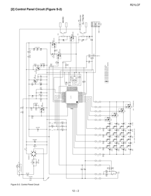 Page 31
R21LCF
12 – 2
[2] Control Panel Circuit (Figure S-2)
Figure S-2. Control Panel Circuit
AC
DOOR GND
(J1)
a
b c
d
D4 ICP1
C2
C3
+
+
C5
SP1
R41
3.3K R42
1.5K
R40
4.7K
ZD1
ZD2
ZD3
HZ11A3 X 3
R1 R2
1W 510 1W 510
Q2
R5
1K
ZD6
HZ4C1
R6
4.7K
C6
RY2
RY1
Q22
KRC105S
D21
D20
D22D30
R30
4.7KR31
47K
C30
JF
4.7K
CF1 4MHz
Q70
Q71
Q72
Q73
D70
D7 1
D72
D73
R7 0
R71 R72 R73 R74
430 330 240 150 100
J2J3 2W 100
1N4005E X 4
0.1u/50V
1000u/35V
220u/16V
0.1u/50V 4.7K27K
0.1u/50V C31 C7 R9
R10 D10
D11
D1 D2 D3
C1
R 12...