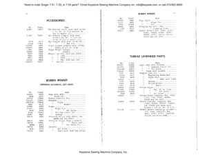 Page 10Keystone Sewing Machine Company, Inc.
Need to order Singer 7-31, 7-33, or 7-34 parts?  Email Keystone Sewing Machine Company Inc. info@keysew.com, or call 215/922.6900 