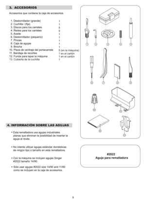 Page 32212
3 4
5
6 789
11
12
9
1
1
5
1
1
1
1
1
5 (en la máquina)
1 en el cartón
1 en el cartón 5
13
13. Cubierta de la cuchilla1
10 