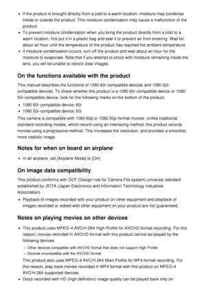 Page 182If the product is brought directly from a cold to a warm  location, moisture may condense
inside or outside the product. This moisture condensation  may cause a malfunction of the
product.
To prevent moisture condensation  when you bring the product directly from a cold to a
warm  location, first put it in a plastic bag and seal it to prevent air from entering. Wait for
about  an hour  until the temperature of the product has reached the ambient temperature.
If moisture condensation  occurs, turn off the...