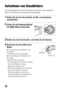 Page 172DE40
Aufnehmen und Wiedergeben von Bildern
Aufnehmen von Standbildern
Im Automatikmodus analysiert die Kamera das Motiv und ermöglicht 
Ihnen eine Aufnahme mit geeigneten Einstellungen.
1Stellen Sie den Ein-Aus-Schalter auf ON, um die Kamera 
einzuschalten.
2Stellen Sie den Moduswahlknopf 
auf   (Modus Automatik).
3Blicken Sie durch den Sucher, und halten Sie die Kamera.
4Bestimmen Sie die Größe eines 
Motivs.
Bei Verwendung eines Objektivs mit 
Zoomhebel:
 Verschieben Sie den Zoomhebel.
Bei Verwendung...