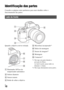 Page 344PT10
Identificação das partes
Consulte as páginas entre parênteses para mais detalhes sobre o 
funcionamento das partes.
Quando a objetiva estiver retirada
AIluminador AF/Luz do 
temporizador automático
BSeletor dianteiro
CSensor remoto
DBotão de soltar a objetiva
EMicrofone incorporado*1
FÍndice de montagem
GSensor de imagem*2
HMontagem
IContactos*2
*1 Não tape esta parte durante a 
gravação de filmes. 
Ao fazê-lo pode causar ruído ou 
diminuir o volume.
*2 Não toque diretamente nestas partes.
Lado da...