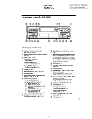 Page 3– 3 –
SECTION  1
GENERALThis section is extracted
from instruction manual.
(XR-C440) 