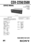 Page 1Ð 1 Ð
Model Name Using Similar Mechanism CDX-2180
CD Drive Mechanism Type MG-363X-121
Optical Pick-up Name KSS-521A
SERVICE MANUALUS Model
Canadian Model
CDX-2250
E Model
CDX-3500
CDX-2250/3500
FM/AM COMPACT DISC PLAYER
MICROFILM
SPECIFICATIONS
Photo: CDX-2250 