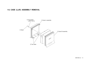 Page 18SDM-N80 (E) 1-6
1-6. CASE  (L)/(R)  ASSEMBLY  REMOVAL
5Case (R) assembly
4Case (L) assembly
2Two screws
(+BVTP 3X14)
1Sheet
3Two claws 