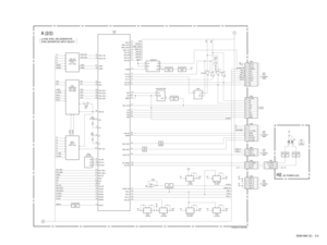 Page 27SDM-N80 (E) 3-2
A (2/2)µ-COM, SYNC_IRQ GENERATOR,
SYNC SEPARATOR, INPUT SELECT
INPUT
SELECT
IC310 – IC313
SYNC_IRQ1
SYNC1_IRQ H1 75
SYNC_IRQ2
SYNC2_IRQ H2 76
V1V2
COMP1
COMP1 GREEN1 97COMP2
COMP2 GREEN2 98HIN
HIN GHS 65VIN
VSIN GVS 23POLH
SYNC_SEP1 CLAMP 82
DDC_GND1 DDC_GND1 113DDC_GND2 DDC_GND2 114ADP_DN ADPDN 101SCDT SCDT 77PDD PDO 100PD PD 99DDC_WP DDC_WP 102P73/DA0 PRE_PXOFF 40P74/DA1 PRE_ADCPD 41P84/AN4 BL_MUTE 50P85/AN5 AU_MUTE 51P86/AN6 PX_WD 52DIGITAL ANALOG 61
EXIH
SYNC_SEP2 G_SEPIN 83POLV...