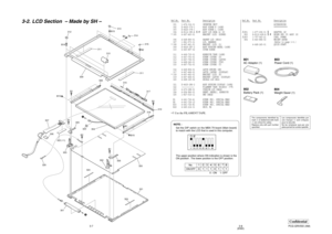 Page 9ConfidentialPCG-GRV550 (AM)
Ref.No.
Part No.
Description
Ref.No.
Part No.
Description
3-2. LCD Section  – Made by SH –
3-73-8
NOTE :
Set the DIP switch on the MBX-79 board (Main board)
to match with the LCD that is used in this computer.
The upper position where ON indication is shown is the
ON position . The lower position is the OFF position.
1
2
3
4
5
6
7
8O
N
12345678
01110111
0 : ON 1: OFF
No.
ON/OFF
The components identified by
mark 0 or dotted line with mark
0 are critical for safety.
Replace only...