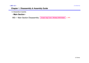 Page 1UX Series
Confidential
Chapter 1. Disassembly & Assembly Guide
1.MS-1-D.1
1-3. Disassembly & Assembly
- Main Section -
MS-1  Main Section Disassembly
Except 1seg Tuner / Wireless WAN Model
[MA]
2 