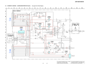 Page 1717 17
CDP-XE270/XE370
6-5. SCHEMATIC  DIAGRAM  – LOADING/MAIN/POWER SW Boards –• See page 20 for IC Block Diagram.
The components identified by mark 0 or dotted
line with mark 0 are critical for safety.
Replace only with part number specified.Les composants identifiés par une marque 0 sont
critiques pour la sécurité. Ne les remplacer que
par une pièce portant le numéro spécifié. (Page 15)
(Page 19) 