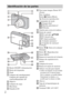 Page 34
ES
6
ABotón ON/OFF (Alimentación)
B Botón del disparador 
C Flash
D Lámpara del autodisparador/
Lámpara del captador de 
sonrisas/Iluminador AF
E Objetivo
F Lámpara de carga
G Micrófono
H Pantalla LCD I
Para tomar imagen: Botón W/T 
(Zoom)
Para visualizar: 
Botón (Índice)/Botón 
(Zoom de reproducción)
J Conmutador de modo
 (Imagen fija)/
 (Barrido panorámico)/
 (Película)
K Gancho para correa de muñeca
L Botón de control
MENU activado:  v/V /b /B
MENU desactivado: 
DISP (Ajuste pantalla)/ (Contador...