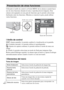 Page 54ES
20
Utilizando el anillo de control o el botón MENU de la cámara se puede hacer 
uso de otras funciones durante la toma o reproducción de imágenes. Esta 
cámara está equipada con una guía de funciones que le permite seleccionar 
fácilmente entre las funciones. Mientras se muestra la guía, puede utilizar 
varias funciones.
xAnillo de control
DISP (Ajuste pantalla): le permite cambiar la visualización en la pantalla.
 (Contador automát.): le permite utilizar el autodisparador.
 (Ajustes de captura...