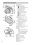 Page 46FR
10
ADéclencheur 
BSélecteur de mode
(Auto intelligent)/
(Automatique supérieur)/
(Programme Auto)/
(Priorité ouvert.)/
(Priorité vitesse)/
(Exposition manuelle)/
(Rappel de mémoire)/
(Film)/
(Panor. par balayage)/
(Sélection scène)
CPour la prise de vue : bouton 
W/T (zoom) 
Pour la visualisation : bouton 
d’index/zoom de lecture
DTémoin de retardateur/Témoin 
de détection de sourire/
Illuminateur AF
ETémoin d’alimentation/
chargement
FTouche ON/OFF (Alimentation)
GSabot multi-interface*
HFlash
 Ne...