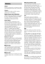 Page 8080GB
Album
Section of a music piece or an image on a data 
CD containing MP3 audio tracks or JPEG files.
Chapter
Subdivision of a title on a DVD. A title is 
composed of several chapters.
Digital Cinema Auto Calibration
Digital Cinema Auto Calibration was developed 
by Sony to automatically measure and adjusts 
the speaker settings to your listening 
environment in a short period of time. 
Dolby Digital
This movie theater sound format is more 
advanced than Dolby Surround Pro Logic. In 
this format, the...