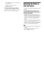 Page 8484GB
– “DEC. MODE” is set to “A.F.D. STD” or 
“A.F.D. MULTI.”
– Headphones are not connected.
– Karaoke mode is off.
To turn off the sound effect
Select other than “A.F.D. STD” or “A.F.D. 
MULTI” for “DEC. MODE” (page 29).
Selecting the Effect to 
Suit the Source
You can select a suitable sound mode for movies 
or music.
Press SOUND MODE repeatedly during 
playback until the desired mode appears in 
the front panel display.
: The system automatically selects 
“MOVIE” (the MOVIE indicator lights up) or...