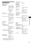 Page 75Additional Information
75GB
Specifications
Amplifier SectionBrazilian models:
POWER OUTPUT: Front L/Front R/Center/
Surround L/Surround R: 
142 W (per channel at 3 
ohms, 1 kHz, 10% THD*, 
127 V)
Subwoofer: 140 W 
(at 3 ohms, 80 Hz, 10% 
THD*, 127 V)
* Total harmonic 
distortion
Other models:
POWER OUTPUT (rated): Front L/Front R/Center/
Surround L/Surround R:
108 W (per channel at 3 
ohms, 1 kHz, 1% THD)
POWER OUTPUT (reference):
Front L/Front R/Center/
Surround L/Surround R: 
167 W (per channel at 3...