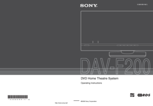Page 1Sony Corporation   Printed in China
(1)
http://www.sony.net/3-398-069-14(1)
©2008 Sony Corporation
DVD Home Theatre System
Operating Instructions
 