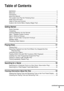 Page 55
continued
Table of Contents
WARNING .......................................................................................................... 2
Welcome! ........................................................................................................... 3
Precautions ........................................................................................................ 4
About this Manual .............................................................................................. 7
This...