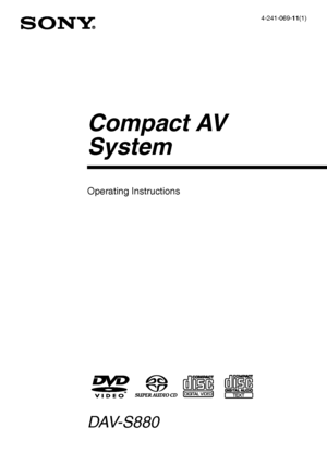 Page 1DAV-S880 4-241-069-11(1) 4-241-069-11(1)
© 2002 Sony Corporation
DAV-S880
Compact AV
System
Operating Instructions
 