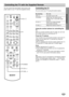 Page 33OPERATION
33
Controlling the TV with the Supplied Remote
You can control the sound level, input source, and
power switch of your TV with the supplied remote.Controlling the TV
You can control your TV using the buttons below.
By pressing You can
TV @ / 1 Tu r n  the TV on or off.
TV/VIDEO Switch the TV’s input source 
between the TV and other input
sources.
TV CH +/- Scans up or down through 
memorized channels.
TV VOL +/- Adjust the volume of the TV.
Using the number buttons for controlling the
TV 
When...