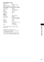 Page 71Additional Information
71GB
AAC (USB device only)File Extension: m4a
Bitrate: 48 kbps - 320 kbps
Sampling frequencies: 44.1 kHz
DivX (except for North American models)File Extension: avi/divx
Video codec: DivX video
Bitrate: 10.08 Mbps (MAX)
Frame rate: 30 fps
Resolution: 720 × 576
Audio codec: MP3
MPEG4File format: MP4 File Format
File Extension: mp4/m4v
Video codec: MPEG4 Simple Profile 
(AVC is not compatible.)
Bitrate: 4 Mbps
Frame rate: 30 fps
Resolution: 720 × 576
Audio codec: AAC-LC (HE-AAC is not...