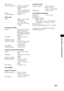 Page 215109FR
Informations complémentaires
Partie tuner AM
Plage de syntonisation 530 kHz - 1 710 kHz (avec 
l’intervalle réglé sur 
10 kHz) 
531 kHz - 1 710 kHz (avec 
l’intervalle réglé sur 9 kHz)
Antenne Antenne cadre AM
Moyenne fréquence 450 kHz
Partie vidéo
Entrées VIDEO : 1 Vp-p 75 ohms
COMPONENT :
Y : 1 Vp-p 75 ohms
PB/CB, PR/CR: 0,7 Vp-p 
75 ohms
Enceinte (SS-CT500)
Enceinte Pleine gamme, Bass reflex 
(partie enceinte avant), 
Pleine gamme, Suspension 
acoustique (partie enceinte 
centrale)
Haut-parleur...