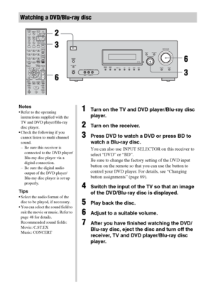 Page 3636GB
Watching a DVD/Blu-ray disc
123
46
78
0/10ENTER9
SYSTEM STANDBY
TV INPUT
SLEEPDMPORT
VIDEO1 VIDEO2 BD DVD
2CH A.F.D.
RETURN/EXIT
TV CH –
PRESET –TV CH +
PRESET +
TUNING –
TVTUNING +
FM MODEREPLAY ADVANCE
MOVIE MUSIC
AMP MENU
CLEARDISPLAYMUTING
TV VOL
MASTER VOLDVD/BD
MENU
AUTO CAL
D.TUNING
D.SKIP THEATRE SAT TV SA-CD/CD TUNER
?/1
-
.H mM
Xx10
TV ?/1 
AV ?/1
MEMORY
MENU/HOME
TOOLS/
OPTIONS
?/1
AUTO CAL MICSPEAKERS
(ON/OFF)
PHONESVIDEO 2 IN/PORTABLE AV IN
VIDEO L  AUDIO   RMEMORY/
ENTERTUNING...