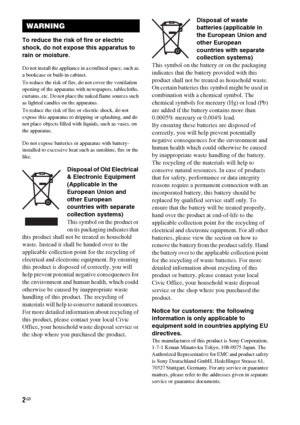 Page 22GB
3
To reduce the risk of fire or electric 
shock, do not expose this apparatus to 
rain or moisture.
Do not install the appliance in a confined space, such as 
a bookcase or built-in cabinet.
To reduce the risk of fire, do not cover the ventilation 
opening of the apparatus with newspapers, tablecloths, 
curtains, etc. Do not place the naked flame sources such 
as lighted candles on the apparatus.
To reduce the risk of fire or electric shock, do not 
expose this apparatus to dripping or splashing, and...