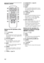 Page 1616GB
Remote control
Buttons for the operation of this 
stand
A?/1 (on/standby)
BLEVEL
Press to adjust the level of the center signal 
and subwoofer. This setting is applied to all 
sound fields.
CAMP MENU (page 27)
DC, X, x, c or 
Press C, X, x or c to select the settings. 
Then press   to enter the selection.
EMENU
Press to preset a radio station or name the 
preset station (pages 19, 20).
FDIMMER
Press to select the brightness of the front 
panel display. It can be set to one of two 
levels.
GTUNING...